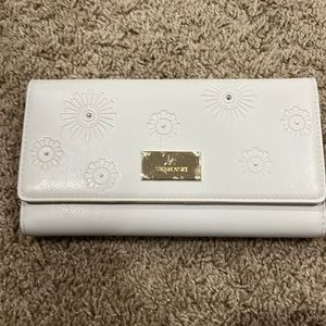 Ivory leather swarovski travel wallet